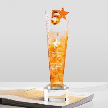 Hot-Selling Environmentally Friendly Blade Shape Crystal Glass Trophy of Gifts Awards