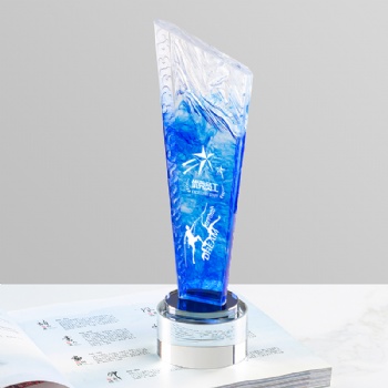 Hot-Selling Environmentally Friendly Blade Shape Crystal Glass Trophy of Gifts Awards