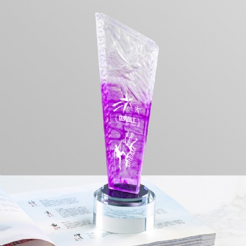 Hot-Selling Environmentally Friendly Blade Shape Crystal Glass Trophy of Gifts Awards