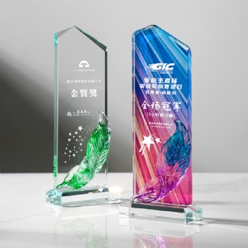 Customized Shining crystal crafts colorful printing glaze plaque Creative Design Crystal Glass Trophy