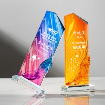 Customized Shining crystal crafts colorful printing glaze plaque Creative Design Crystal Glass Trophy