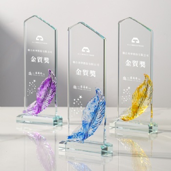 Customized Shining crystal crafts colorful printing glaze plaque Creative Design Crystal Glass Trophy