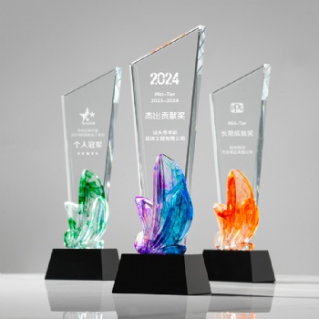 Creative New Design color Printed Blade Shape crystal awards glass Blank custom crystal trophies