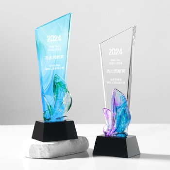 Creative New Design color Printed Blade Shape crystal awards glass Blank custom crystal trophies