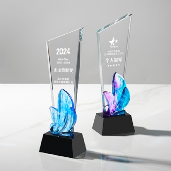 Creative New Design color Printed Blade Shape crystal awards glass Blank custom crystal trophies