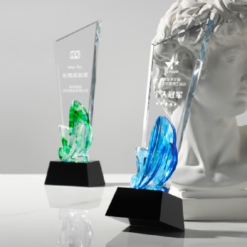 Creative New Design color Printed Blade Shape crystal awards glass Blank custom crystal trophies