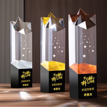 Custom Creative Star shape Crystal Glass Trophy for Company Annual Meeting Souvenir Gifis Awards