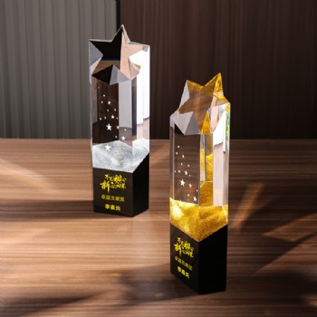 Custom Creative Star shape Crystal Glass Trophy for Company Annual Meeting Souvenir Gifis Awards