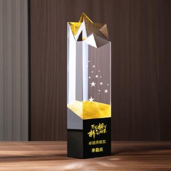 Custom Creative Star shape Crystal Glass Trophy for Company Annual Meeting Souvenir Gifis Awards