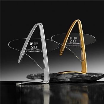 ADL 2024 New Design Crystal Glass Star Metal Trophy Awards with Customized Words and Logo for Crystal Glass Crafts