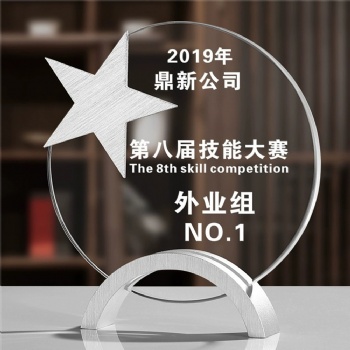 ADL New Design Star Crystal Awards Metal Trophy Awards with Clear Glass High-Quality Crystal Glass Trophy Awards