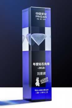 New Design Acrylic Awards Blue Laser Diamond Trophy Crystal Antique Gold Metal Crystal Award Trophy Glass Trophy Crystal