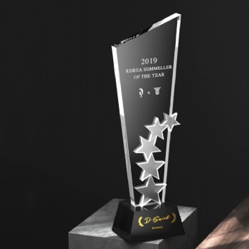 ADL Crystal Glass Laser Engraving Polished Trophy Awards Modern Star Crystal Crafts Sports Crystal Trophy
