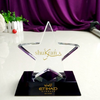 ADL Classic K9 Clear Glass Star Crystal Trophy Award Black Base Glass Plaque for Sport Souvenir Gifts for Wholesales Factory