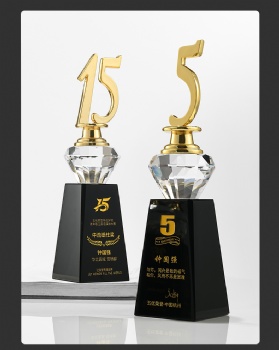 ADL Crystal Glass Metal Trophy Awards 15 Years Service Awards Blank Company Annual Celebration Crystal Trophy