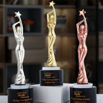 ADL Woman Angel Dance Trophy Crystal Glass Metal Awards Trophy Cup for Dancer Diamond Crystal Crafts Golden Trophy Award