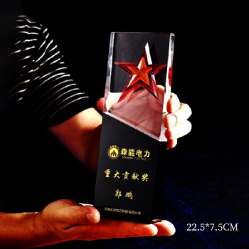 ADL K9 Clear High Quality Acrylic Awards Five-Pointed Star Crystal Black Glass Trophy with engraving Customized Trophy Awards