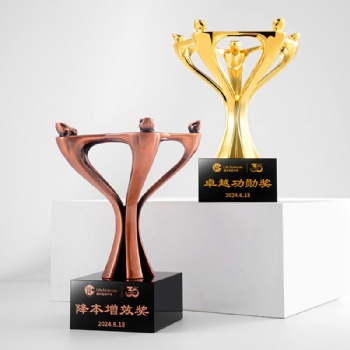 ADL New Design United Crystal Glass Trophy Metal Golden Awards with Black Base Glass Crafts Business Gifts Awards for Souvenir