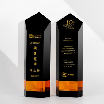 ADL Black New Design High-Quality Polished Crystal Glass Trophy Awards Crystal Trophy from China Award for Souvenir