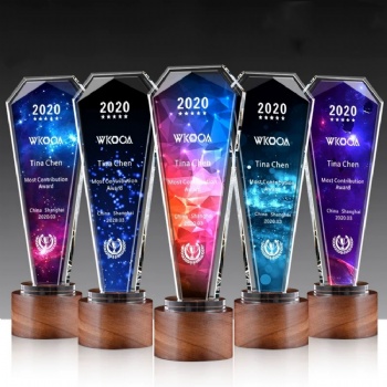 ADL Wooden New Design Crystal Glass Wholesales Trophy Awards Plaques Sports Trophy for Business Souvenir Gifts from Europe