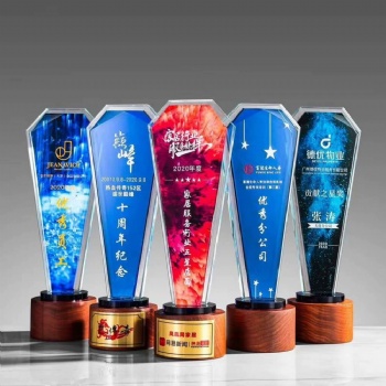 ADL Wooden New Design Crystal Glass Wholesales Trophy Awards Plaques Sports Trophy for Business Souvenir Gifts from Europe