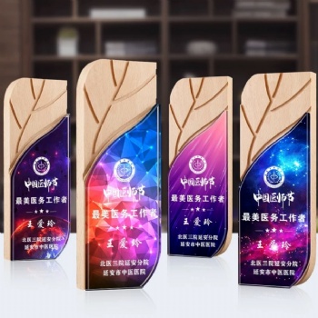 ADL Wooden and Crystal Glass Trophy Awards Plaques with Customized Logo Colorful Background UV Printing Diamond Crystal Crafts