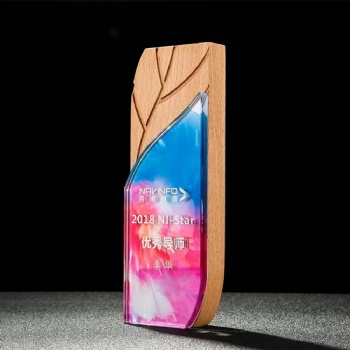 ADL Wooden and Crystal Glass Trophy Awards Plaques with Customized Logo Colorful Background UV Printing Diamond Crystal Crafts