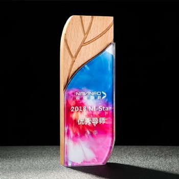 ADL Wooden and Crystal Glass Trophy Awards Plaques with Customized Logo Colorful Background UV Printing Diamond Crystal Crafts