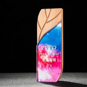 ADL Wooden and Crystal Glass Trophy Awards Plaques with Customized Logo Colorful Background UV Printing Diamond Crystal Crafts