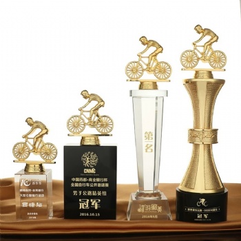 ADL Metal Crystal Glass Trophy Sports Crystal Crafts Awards Bicycle Mountain Bike Race Off-Road Race Trophy Awards from China