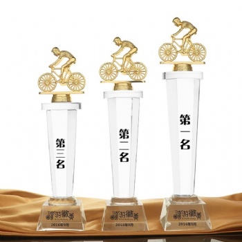 ADL Metal Crystal Glass Trophy Sports Crystal Crafts Awards Bicycle Mountain Bike Race Off-Road Race Trophy Awards from China