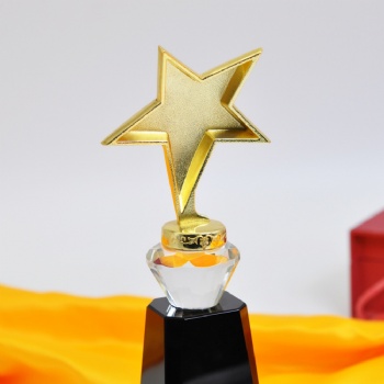 ADL Metal Star Crystal Carved Glass Trophy Awards Sports Crystal Trophy from Europe Star Crystal Crafts