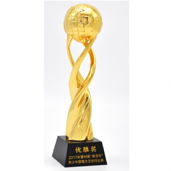 ADL Resin Globe Gold Crystal Carved Glass Trophy Awards for Events Sports Crystal Trophy from Europe Crystal Souvenir Crafts