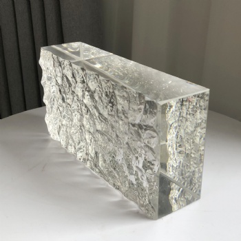 ADL Wholesale 50*100*200mm Fine Ground Single-Sided Stone Patterned Crystal Glass Bricks Block for Buindings and Home Decoration