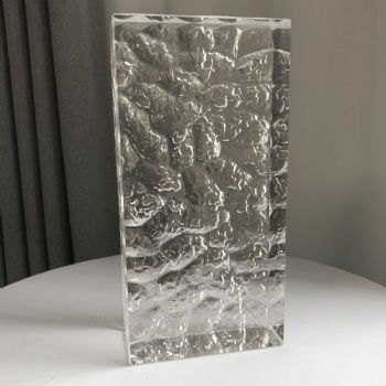 ADL Wholesale 50*100*200mm Fine Ground Single-Sided Stone Patterned Crystal Glass Bricks Block for Buindings and Home Decoration