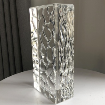 ADL Wholesale 50*100*200mm Fine Ground Single-Sided Water Cube Pattern Crystal Glass Bricks Block for Buindings Home Decoration