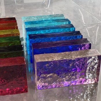 ADL Hot-Melt Solid Painted Color Pattern Crystal Glass Bricks Block for Buildings Wall Glass Block for Home House Decoration