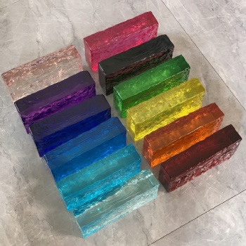 ADL Hot-Melt Solid Painted Color Pattern Crystal Glass Bricks Block for Buildings Wall Glass Block for Home House Decoration