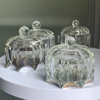 Light Luxury Creative with Lid Ash-Proof Crystal Glass Ashtray For Office Souvenir Gifts