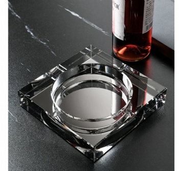 ADL cheap large square clear and color coating rectangle crystal glass cigar ashtray