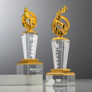 ADL Latest Custom Crystal Glass Trophy with Engraved Logo and UV Printing Modern Design for Business Gifts