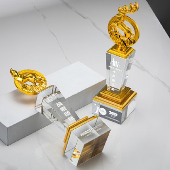 ADL Latest Custom Crystal Glass Trophy with Engraved Logo and UV Printing Modern Design for Business Gifts