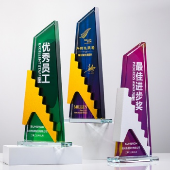 ADEL Metal Crystal Colorful Glass Trophy Crafts Awards Round Shape for Employee Honor Commendation High-Quality Glass Craft Gift