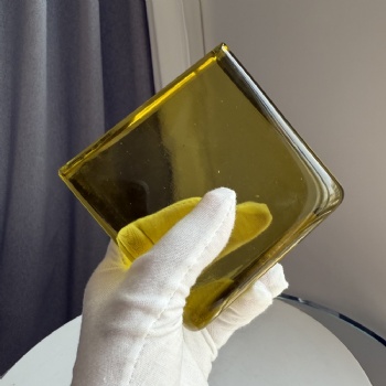 High Quality 50*100*100mm Rounded Corner Half Glass Bricks Block Green Amber Colorful Glass Original Craft Ideas for Interiors