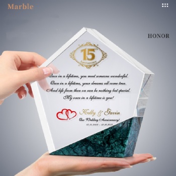 ADL High Quality Crystal Crafts Hexagon Trophies Marble Stone Plaques Award Cups-Business Gifts