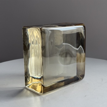 Painted Brown Color 50*100*100mm Half Glass Bricks Block Painted Rounded Corner Original Craft Ideas for Other Crystal Crafts