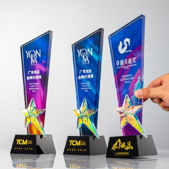 ADL Star Crystal Glass Award Trophy with Polished Engraved Logo High Quality Business Gift and Home Decor