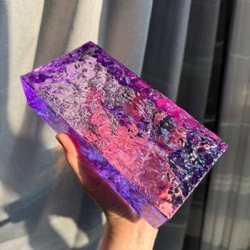 ADL Factory Painted Color Crystal Glass Solid Brick Block ICE Pattern Hot-Melt Glass Brick Pattern Modern Wall Building Brick