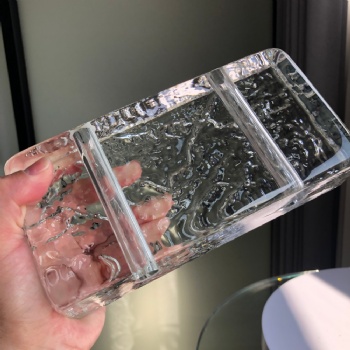 Factory Wholesale Single Sided Stone Pattern Clear White Transparent Crystal Glass Brick Blocks for Building Decoration