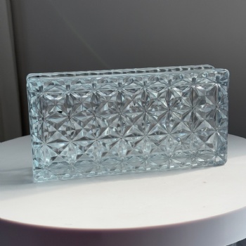 Wholesale 50*100*200mm Hollow Clear Glass Blocks Diamond Pattern Decorative Building Blocks for Indoor & Outdoor Wall